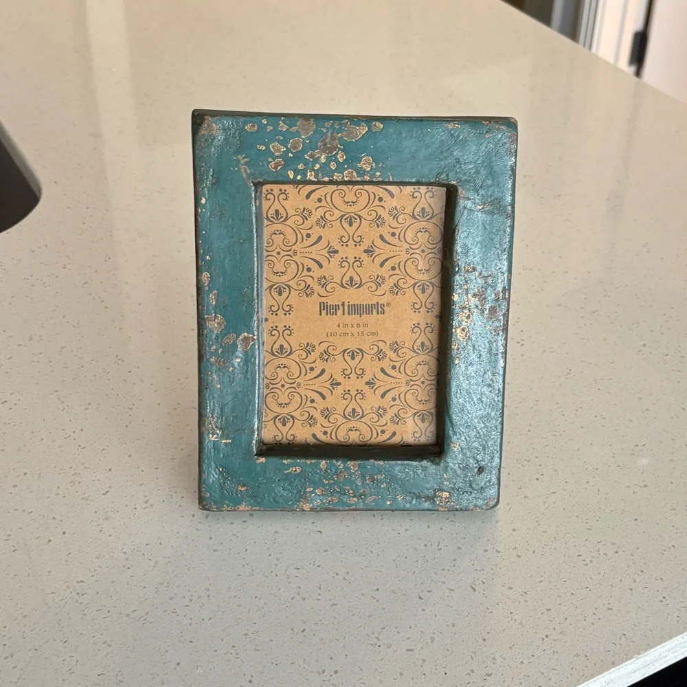 Pier 1 Teal and Gold Splatter Picture Frame